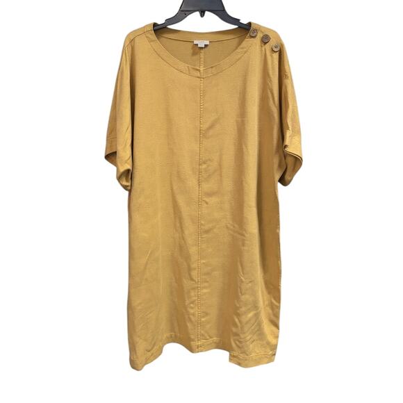 purejill Mustard Woven Tencell Midi Dress with POCKETS size XL - Picture 1 of 6